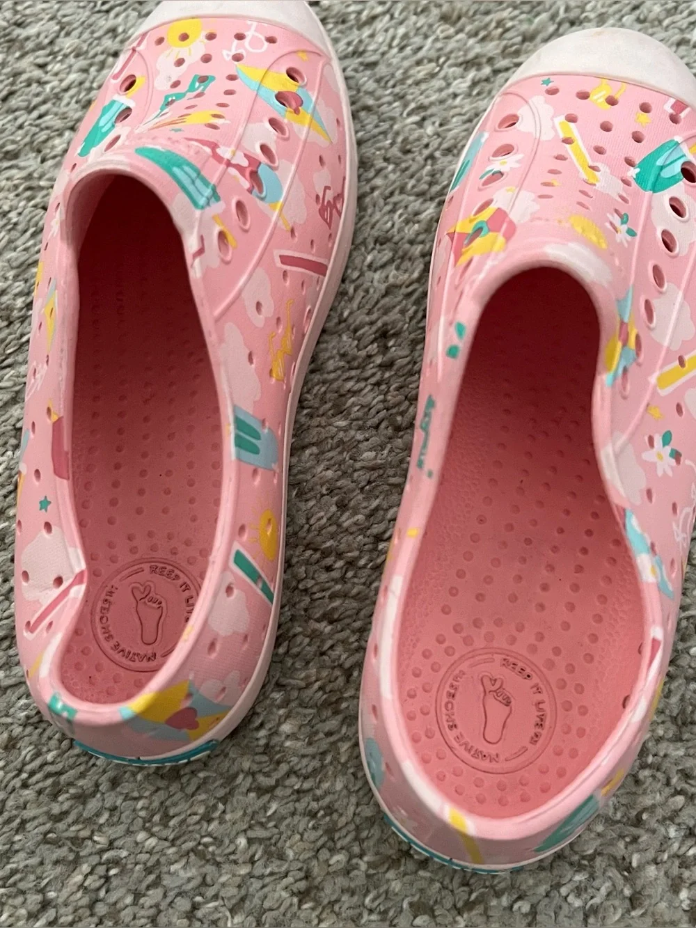 Native Kids Pink Beach-Print Slip-On Water Shoes Size 2